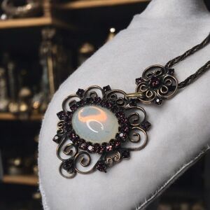 Vintage Hobe Rhinstone Pendant Art Deco Necklece High-end Jewelry Signed  1950s